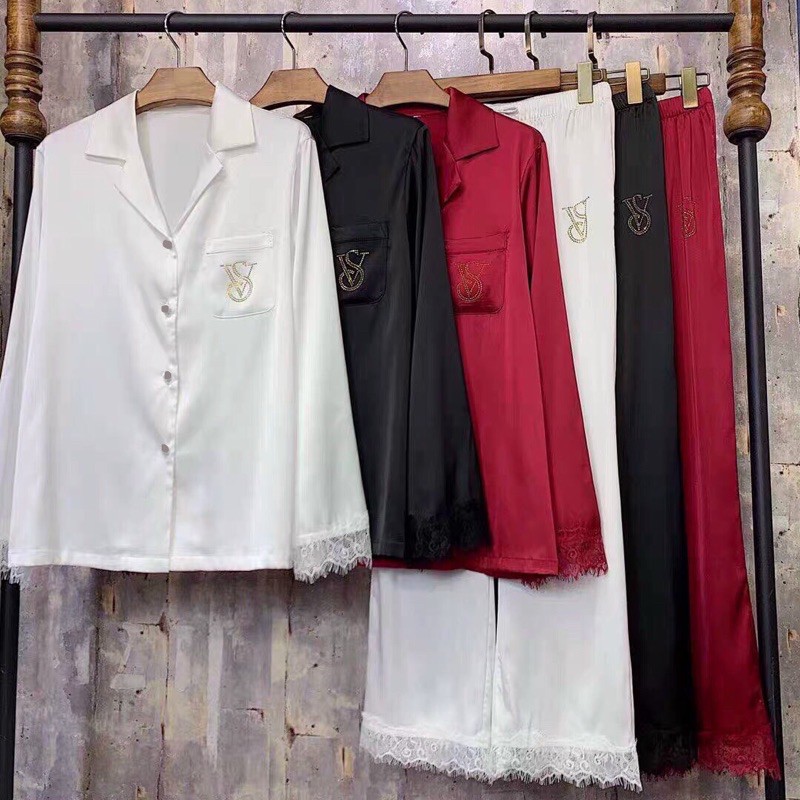 [Mã FASHIONXANH44 giảm 10% tối đa 30K đơn 99K] Bộ lụa phối ren dài tay mẫu mới